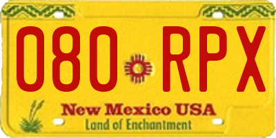 NM license plate 080RPX