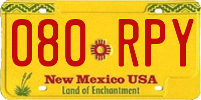 NM license plate 080RPY