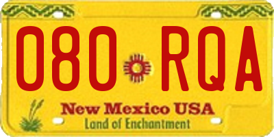 NM license plate 080RQA