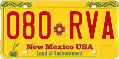NM license plate 080RVA