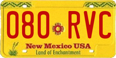 NM license plate 080RVC