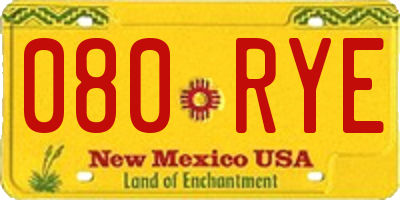 NM license plate 080RYE