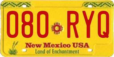 NM license plate 080RYQ