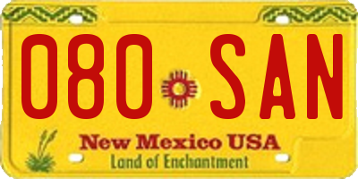 NM license plate 080SAN