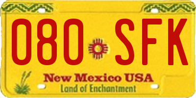 NM license plate 080SFK