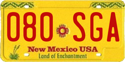 NM license plate 080SGA