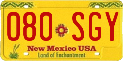 NM license plate 080SGY