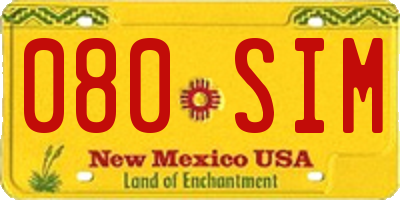NM license plate 080SIM
