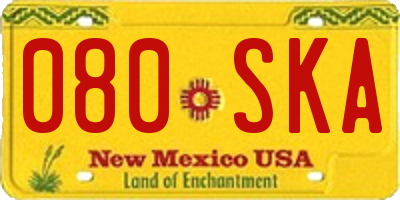 NM license plate 080SKA