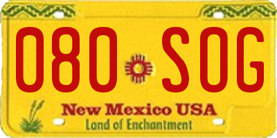 NM license plate 080SOG