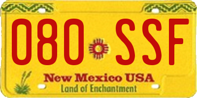 NM license plate 080SSF