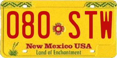 NM license plate 080STW