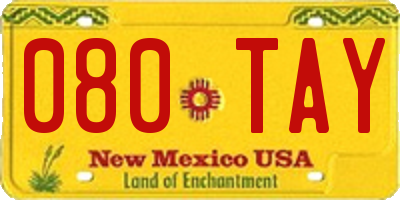 NM license plate 080TAY