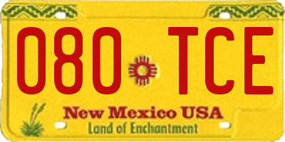 NM license plate 080TCE