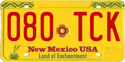 NM license plate 080TCK