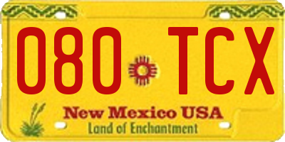 NM license plate 080TCX