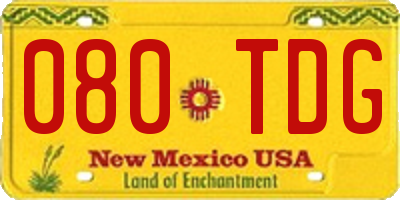 NM license plate 080TDG