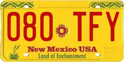 NM license plate 080TFY