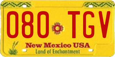NM license plate 080TGV