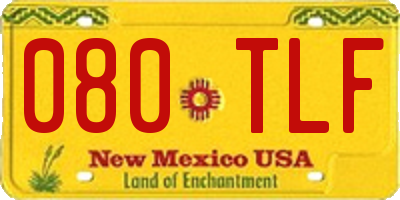 NM license plate 080TLF