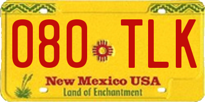 NM license plate 080TLK