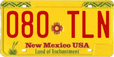 NM license plate 080TLN