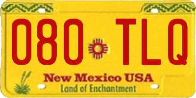 NM license plate 080TLQ