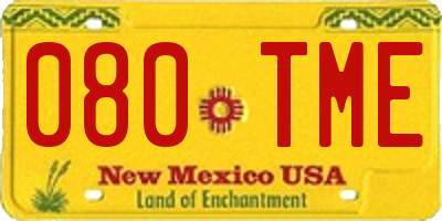 NM license plate 080TME