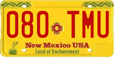 NM license plate 080TMU