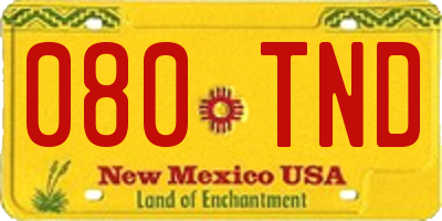 NM license plate 080TND