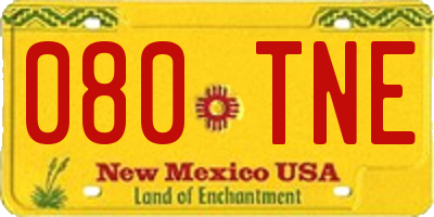 NM license plate 080TNE