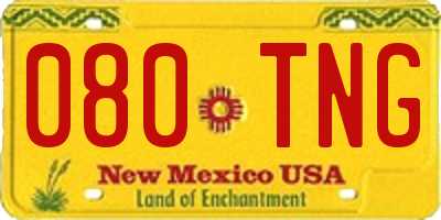 NM license plate 080TNG