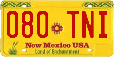 NM license plate 080TNI