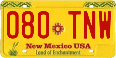 NM license plate 080TNW