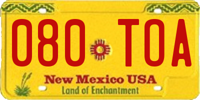 NM license plate 080TOA