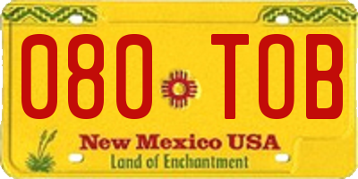 NM license plate 080TOB