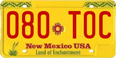 NM license plate 080TOC