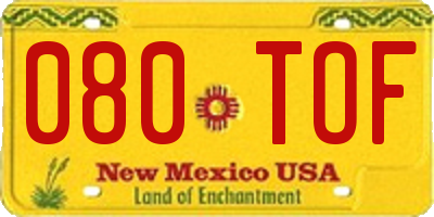 NM license plate 080TOF