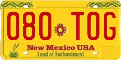 NM license plate 080TOG