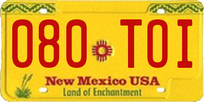 NM license plate 080TOI