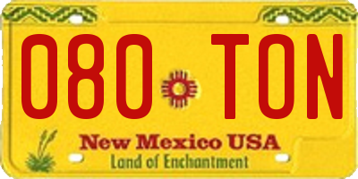 NM license plate 080TON