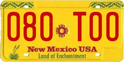 NM license plate 080TOO