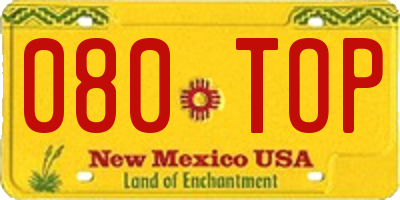NM license plate 080TOP