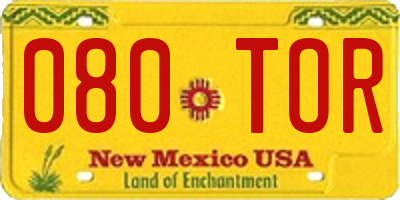 NM license plate 080TOR