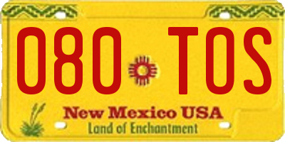 NM license plate 080TOS