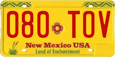 NM license plate 080TOV