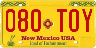 NM license plate 080TOY