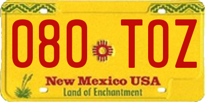 NM license plate 080TOZ