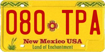 NM license plate 080TPA
