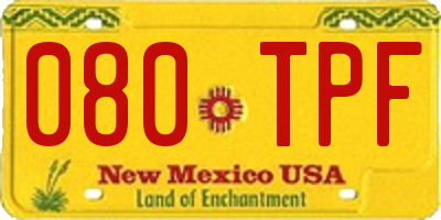 NM license plate 080TPF